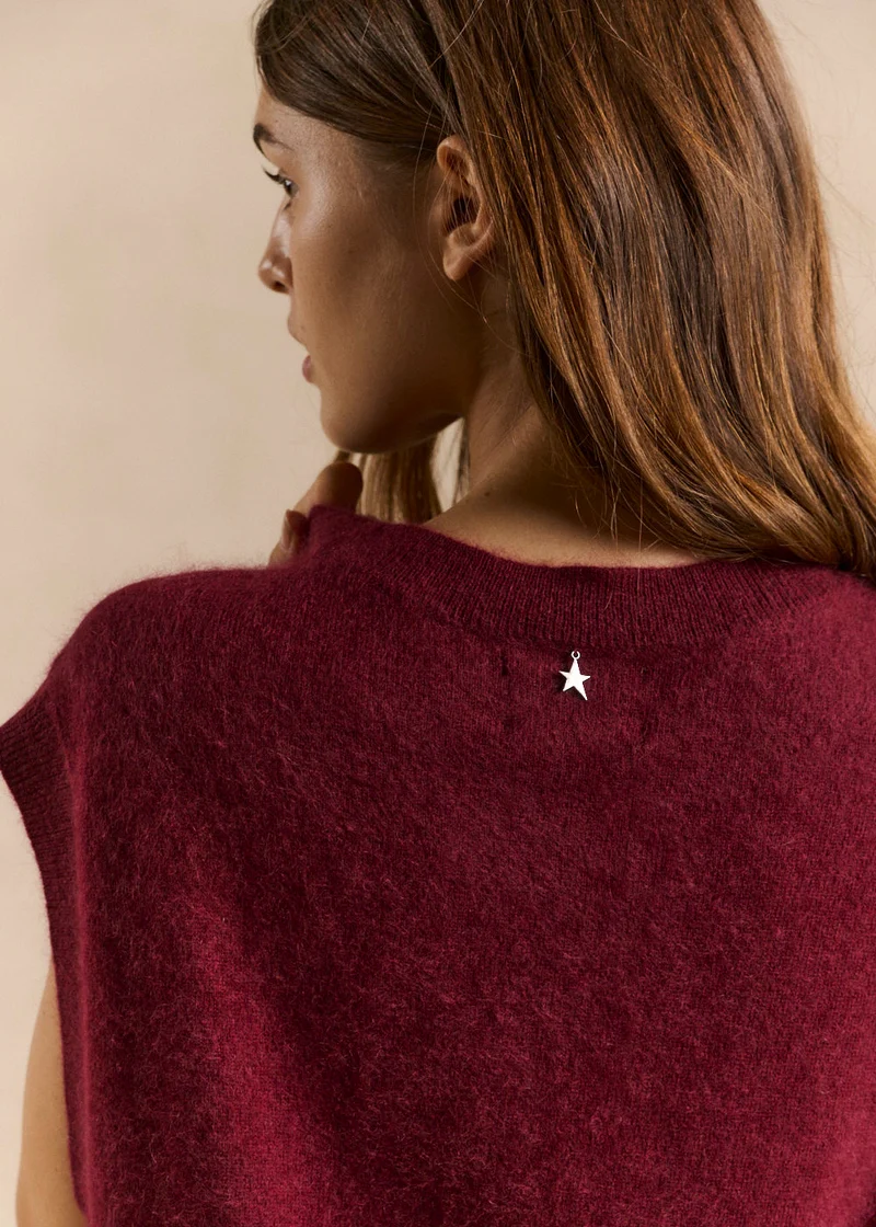 Pull sans manches ample en laine et cachemire