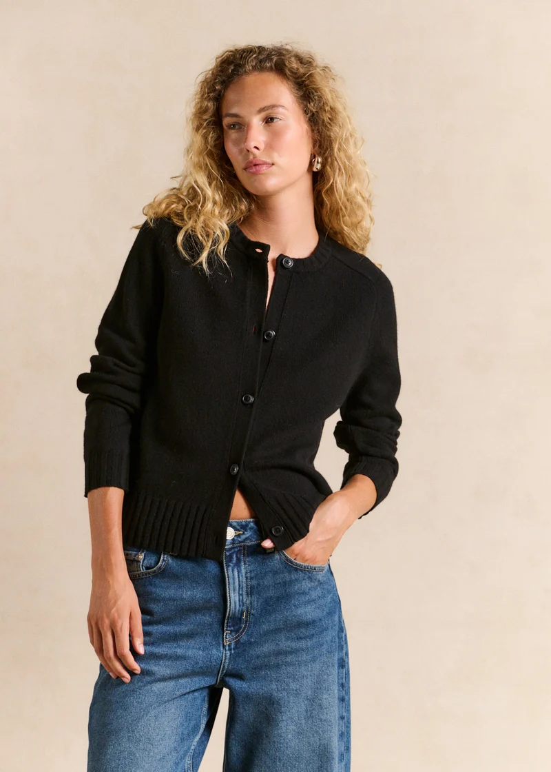 Gilet cardigan en laine col rond
