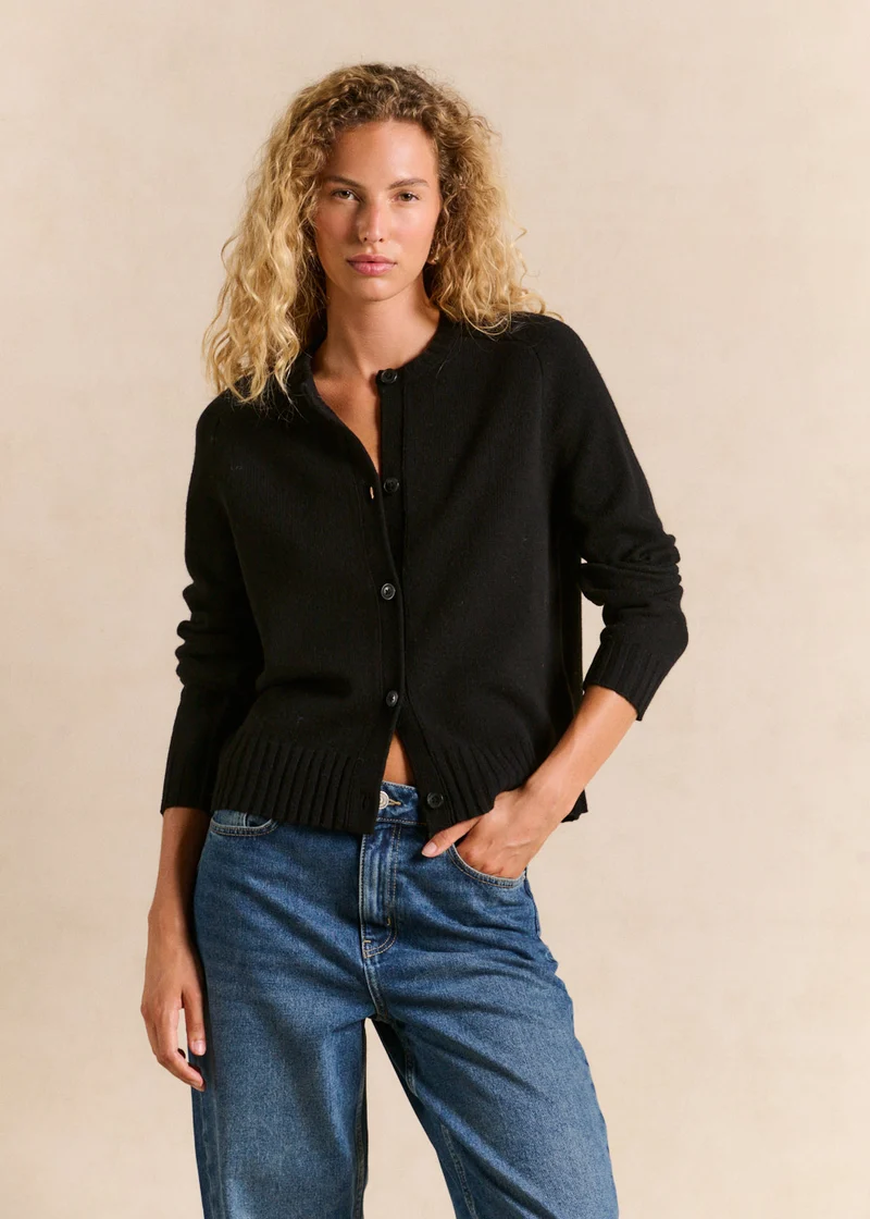 Gilet cardigan en laine col rond