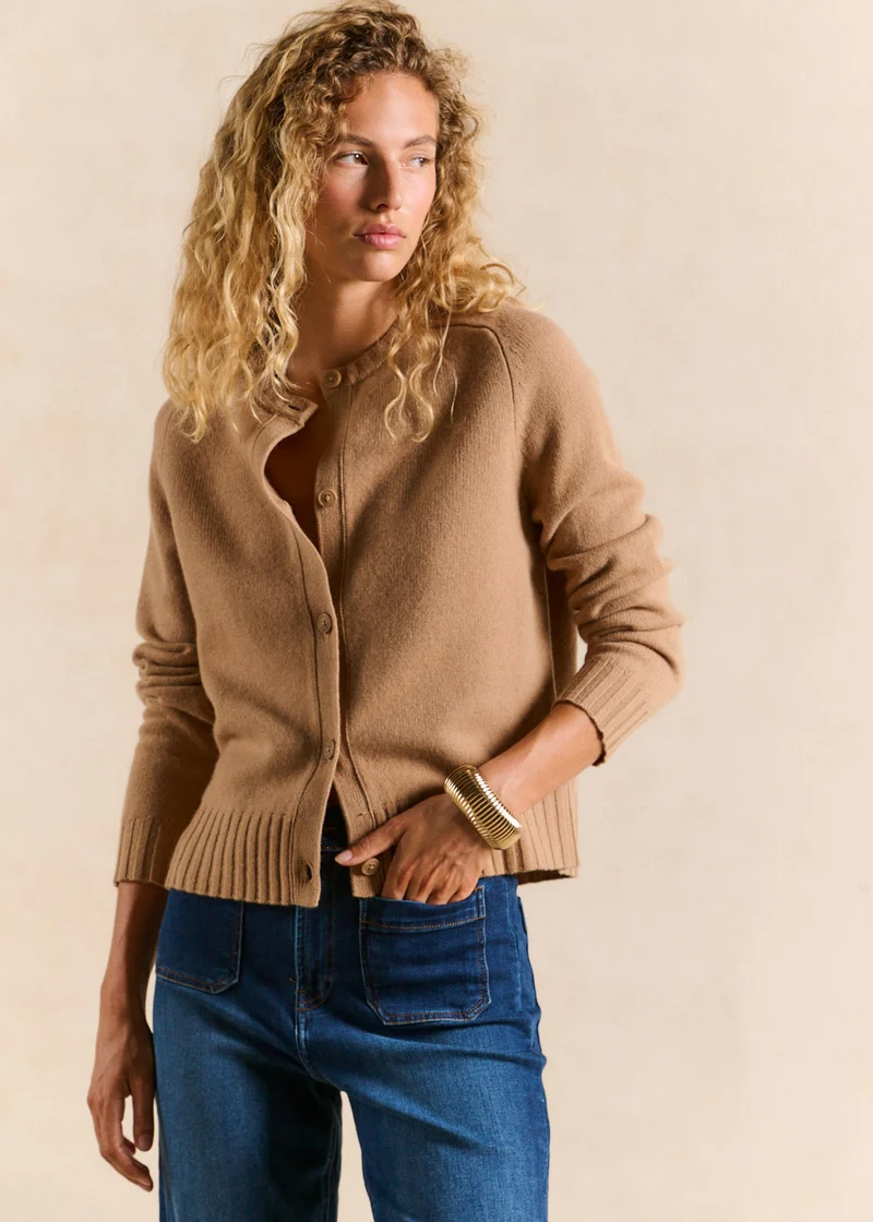 Gilet cardigan en laine col rond