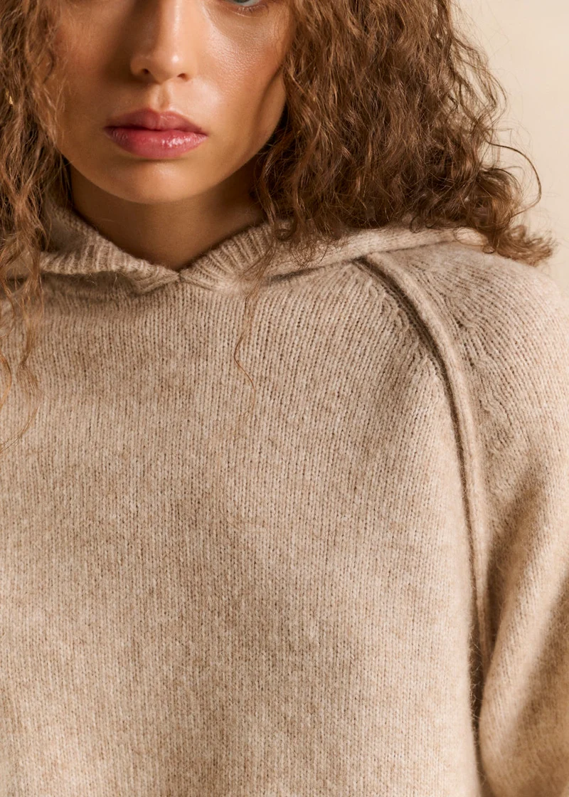 Pull sweat à capuche en maille épaisse