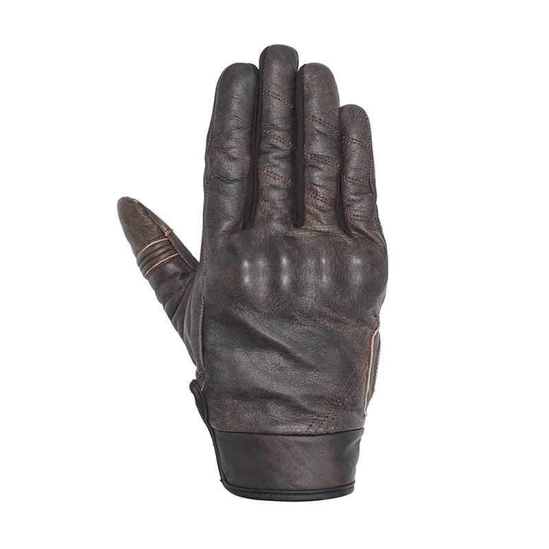 Gants Moto Femme Cuir Marron — Coque Phalanges Intégrée