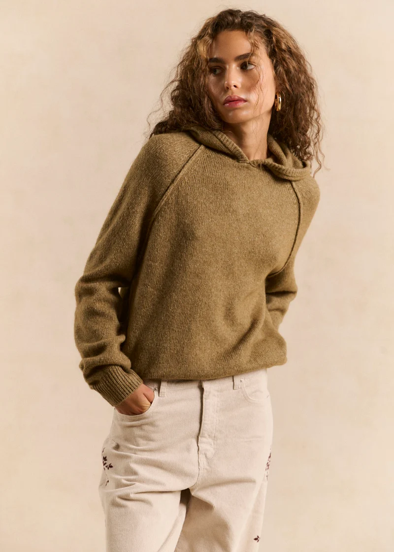 Pull sweat à capuche en maille épaisse
