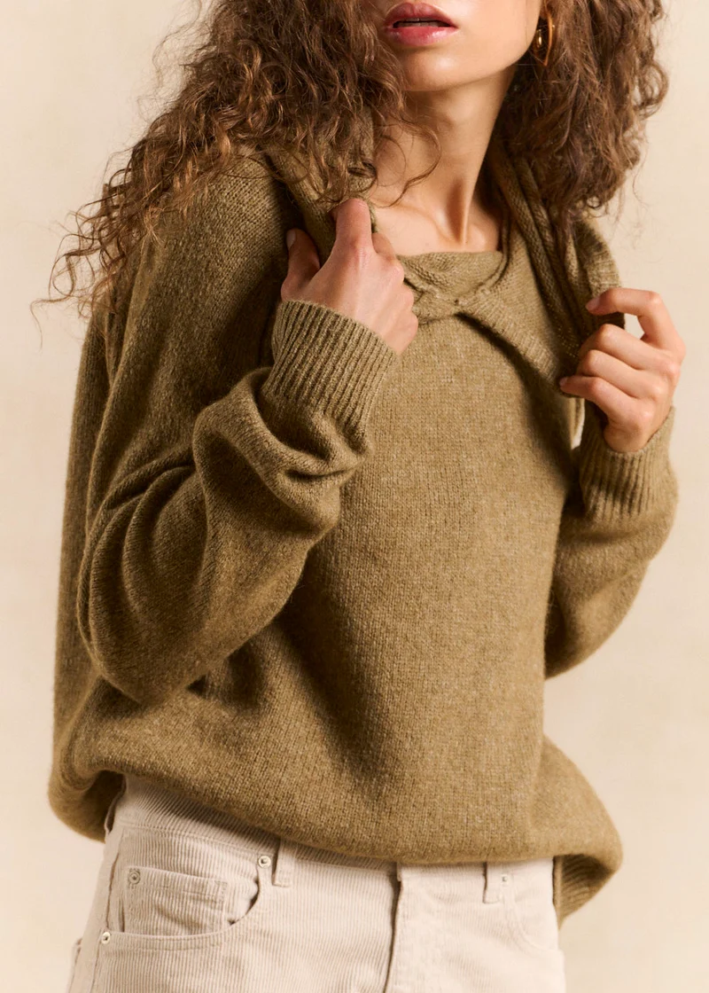 Pull sweat à capuche en maille épaisse
