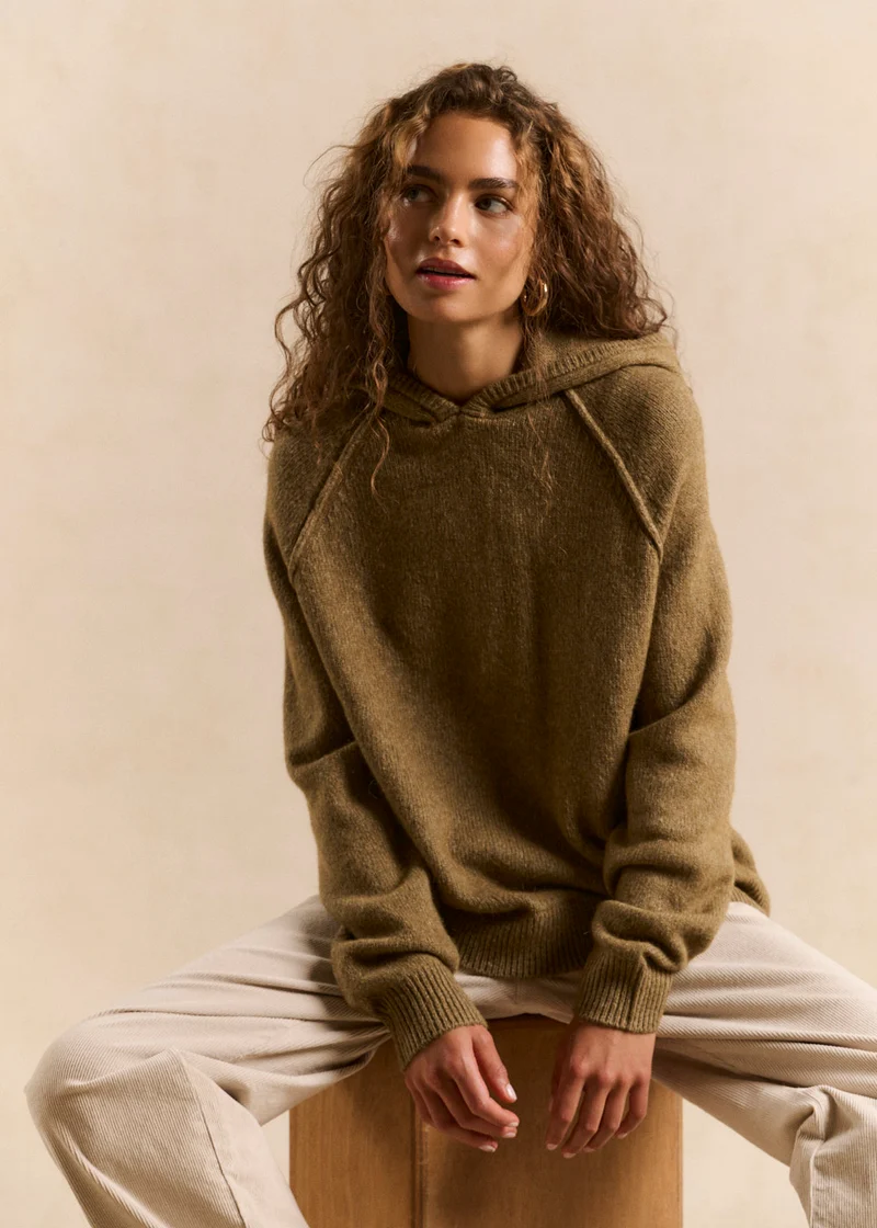 Pull sweat à capuche en maille épaisse