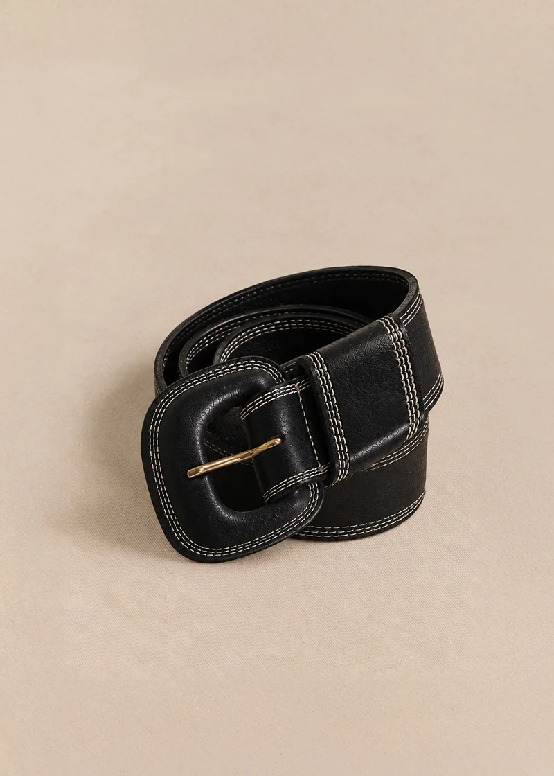 Large ceinture en cuir détails surpiqûres