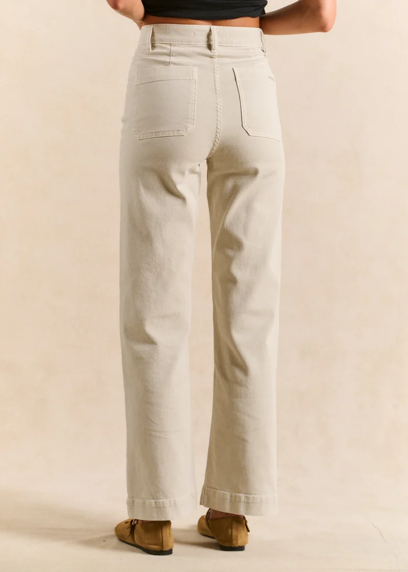 Pantalon coupe large en coton taille haute