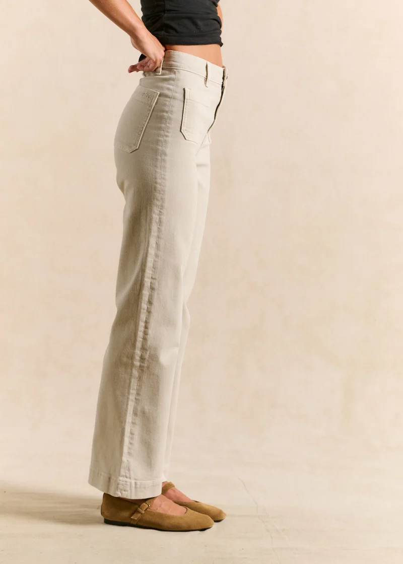 Pantalon coupe large en coton taille haute