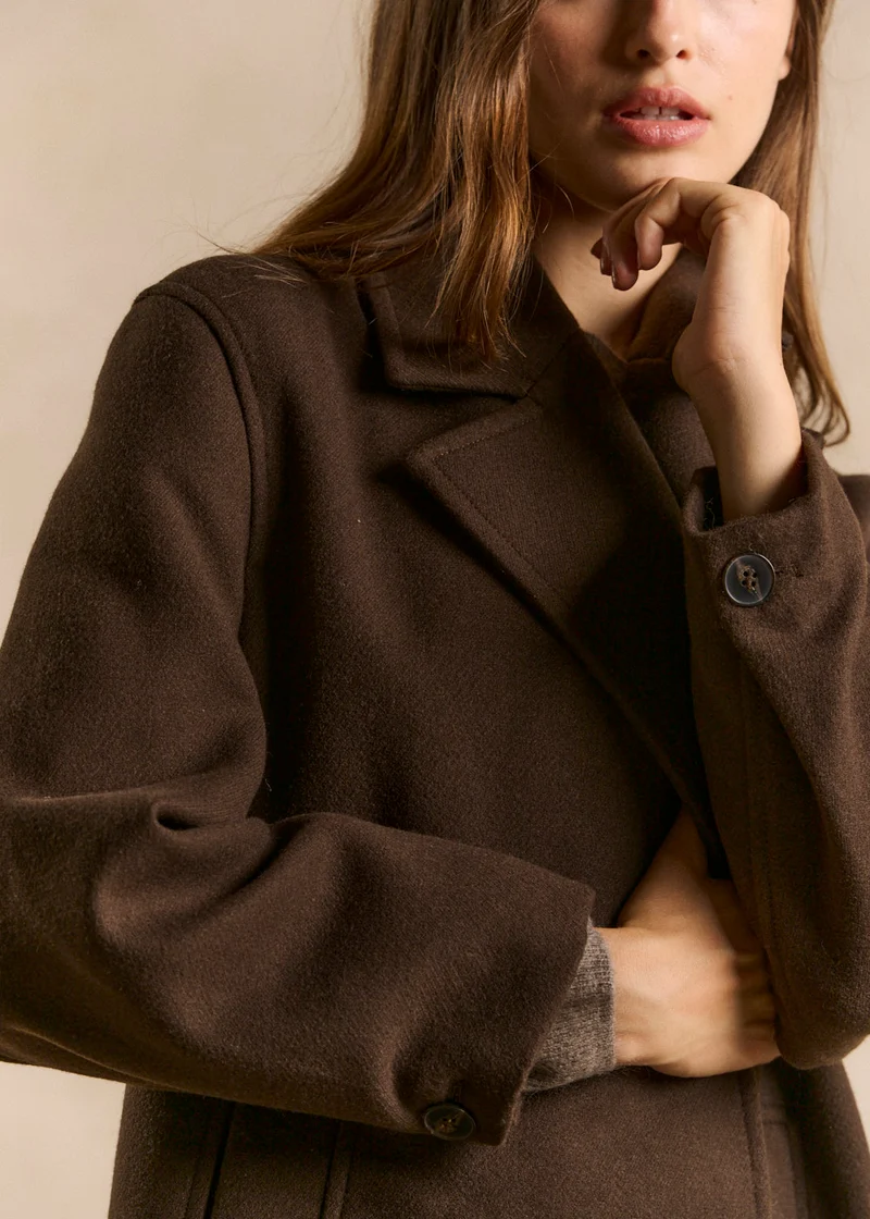 Manteau long ample col tailleur
