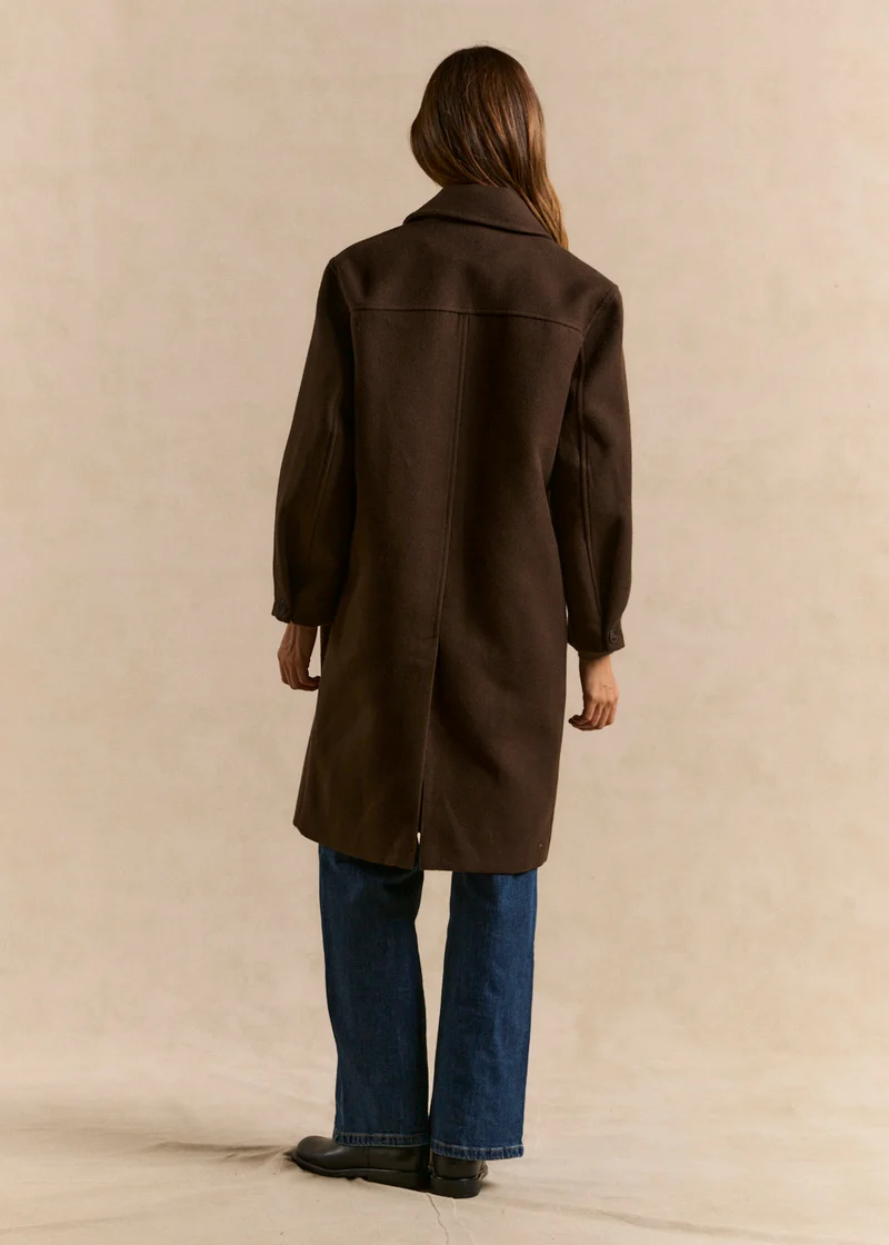 Manteau long ample col tailleur