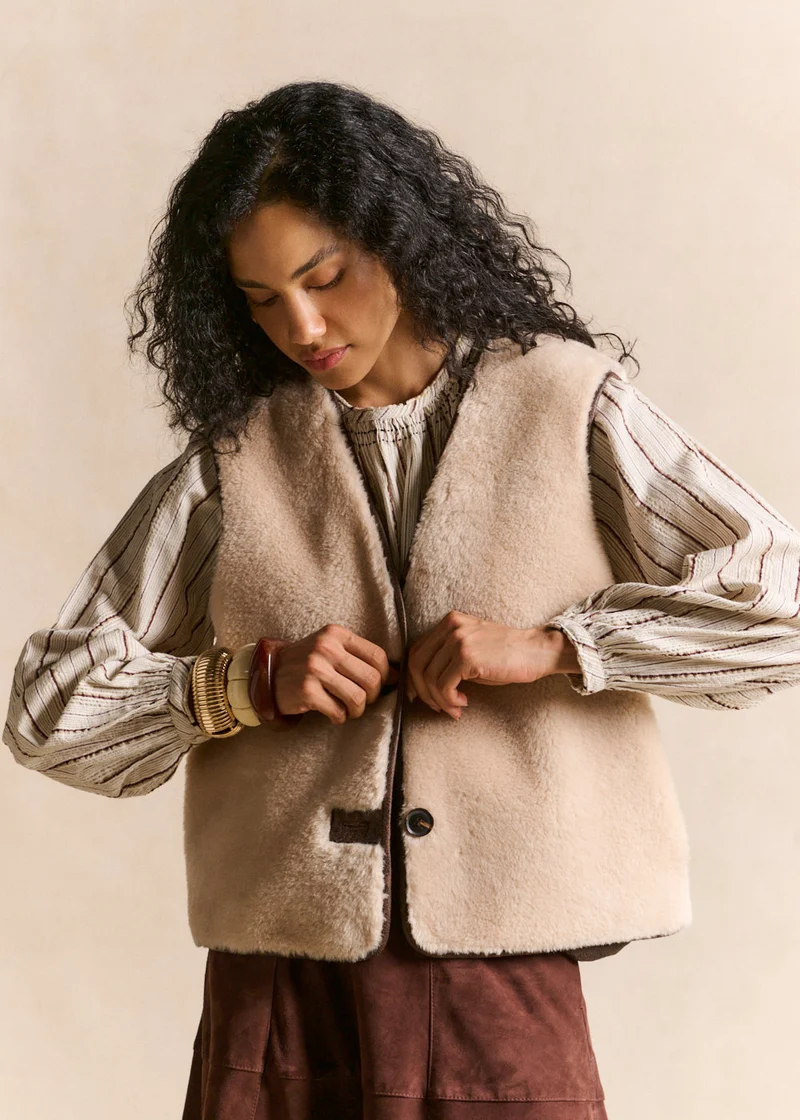 Gilet réversible effet fourrure