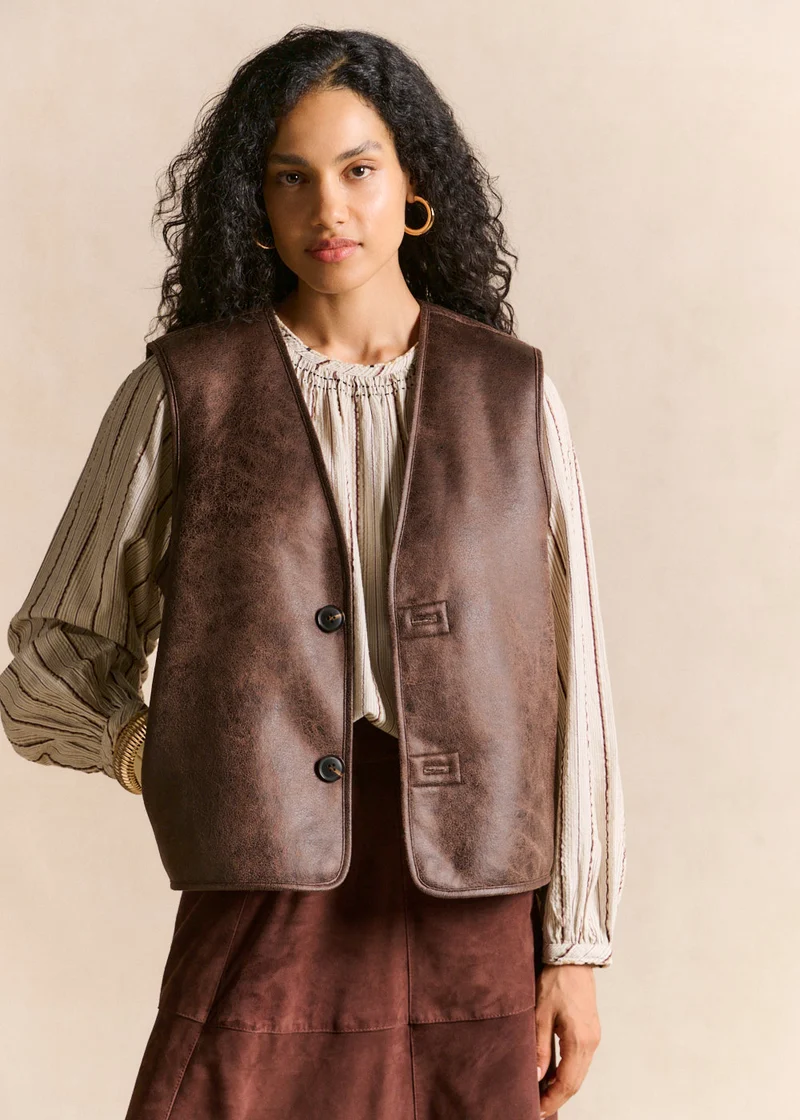 Gilet réversible effet fourrure