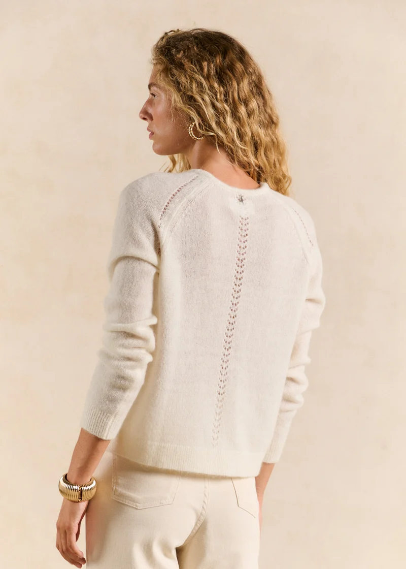 Pull col V détails ajourés