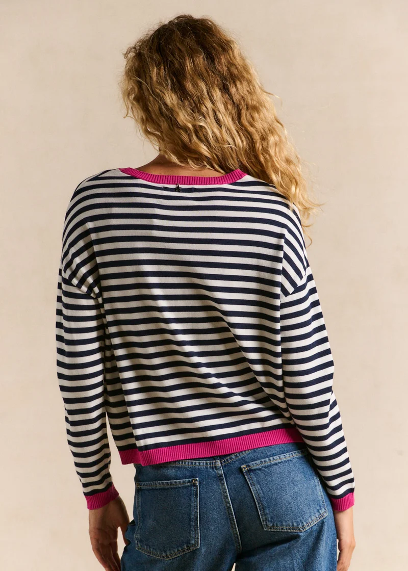 Pull rayé à col rond