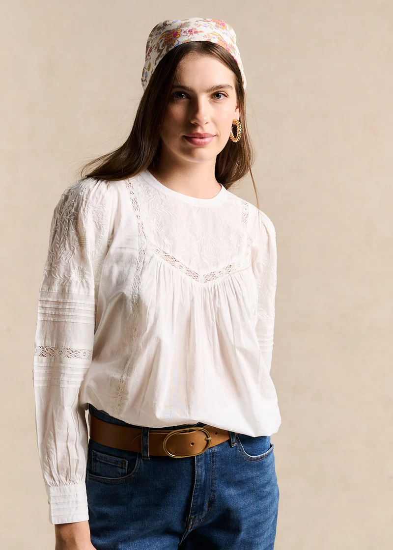 Blouse en voile de coton brodée