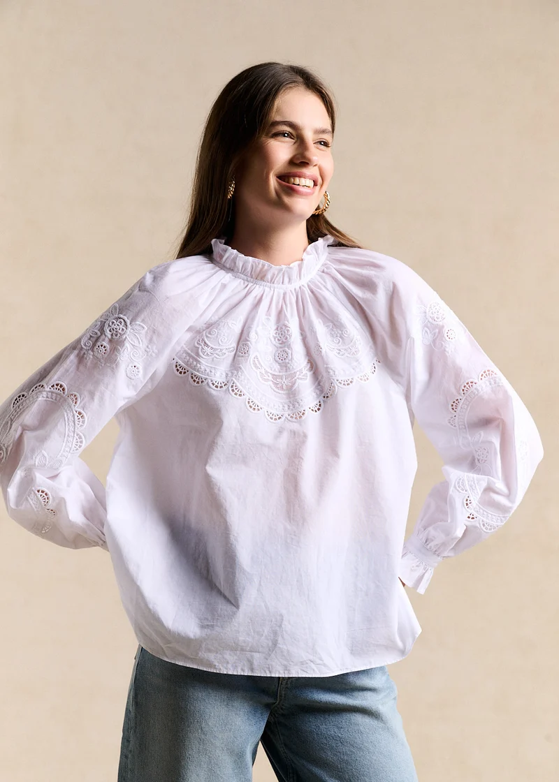 Chemise coton brodée