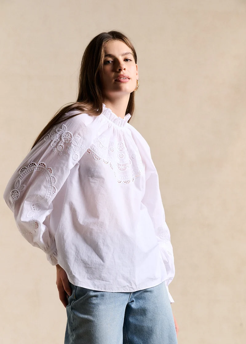 Chemise coton brodée