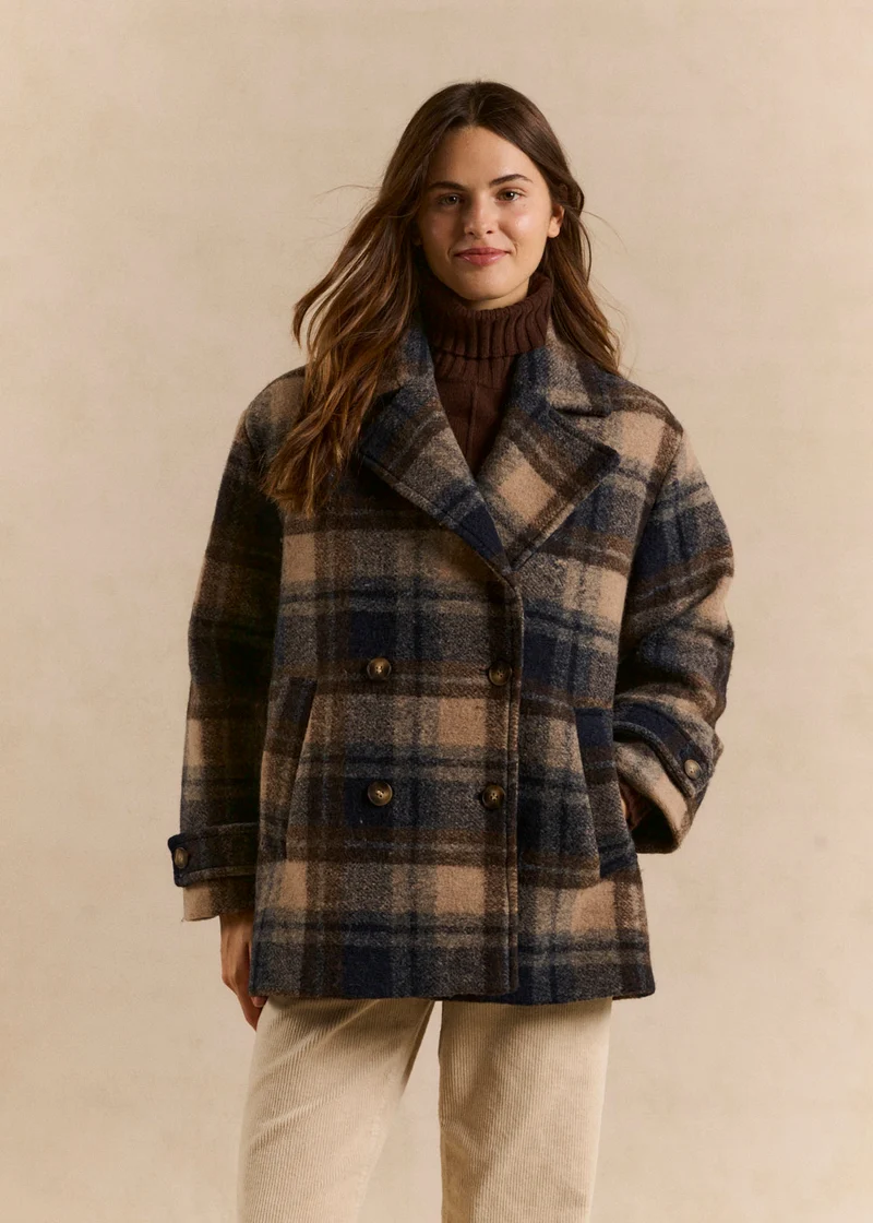 Manteau court à carreaux