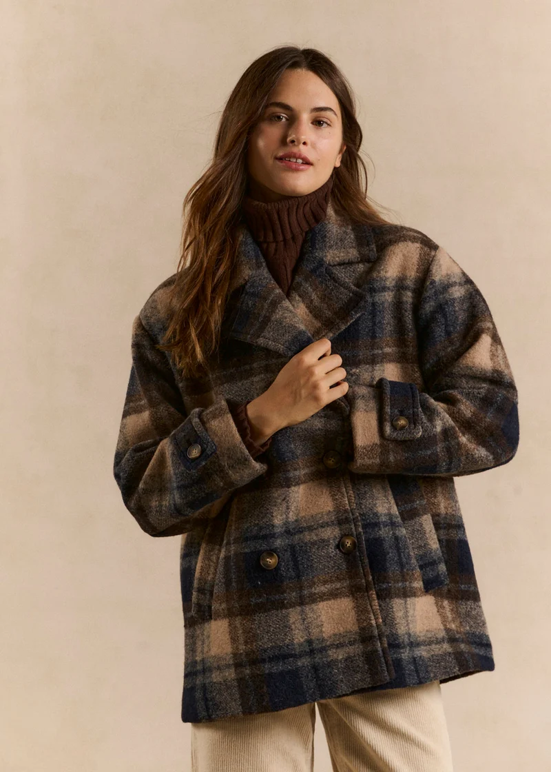 Manteau court à carreaux