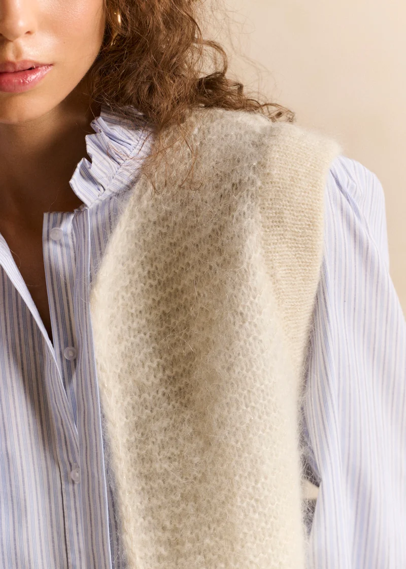 Gilet sans manches en mohair fils métallisés