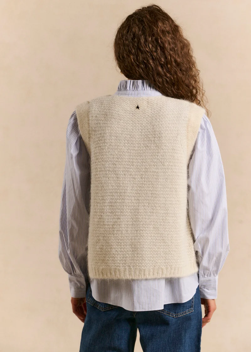 Gilet sans manches en mohair fils métallisés