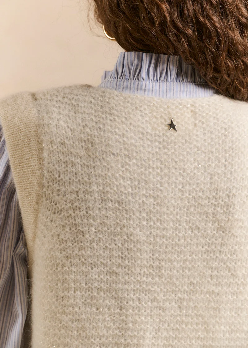 Gilet sans manches en mohair fils métallisés
