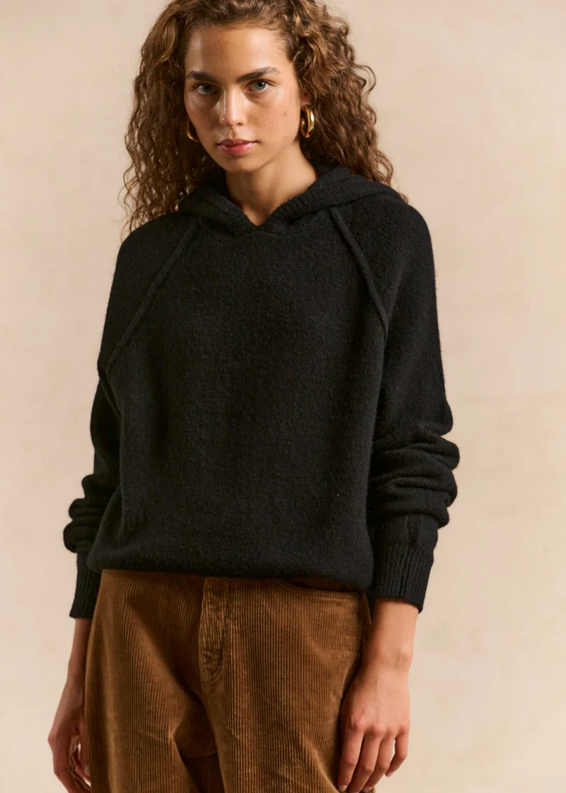 Pull sweat à capuche en maille épaisse