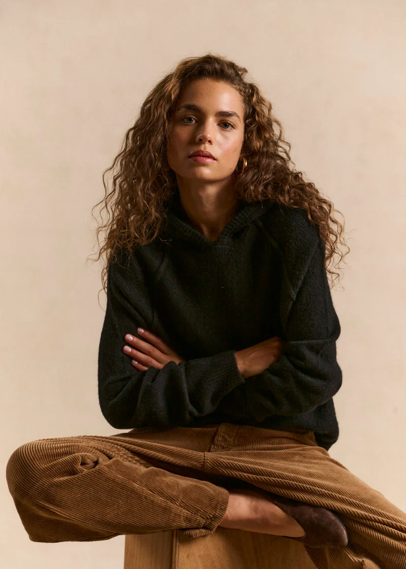 Pull sweat à capuche en maille épaisse