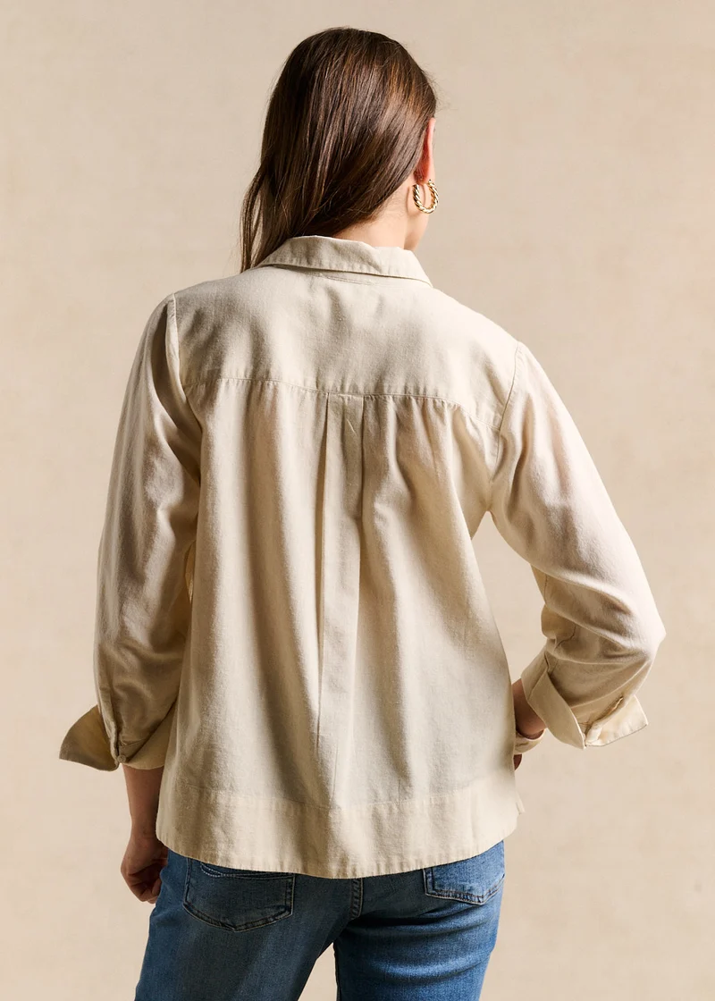 Blouse brodée en lin et coton