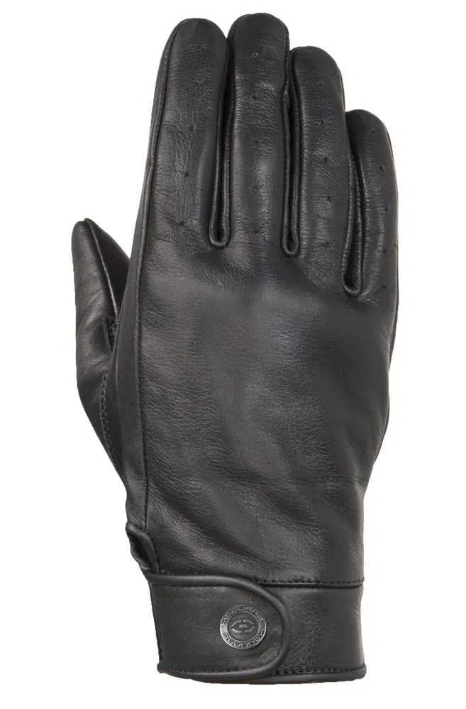Gants Moto Femme Cuir Noir Perforé — Coupe Fine, Tactiles