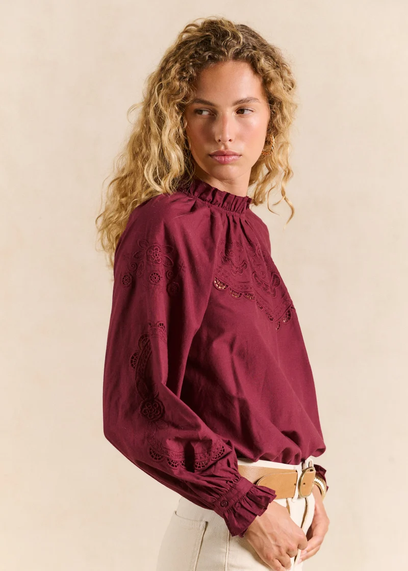 Chemise coton brodée