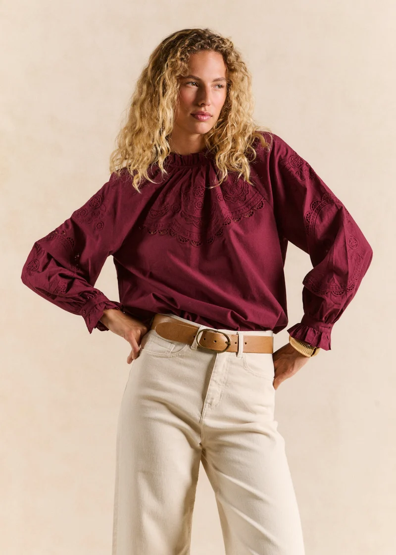 Chemise coton brodée