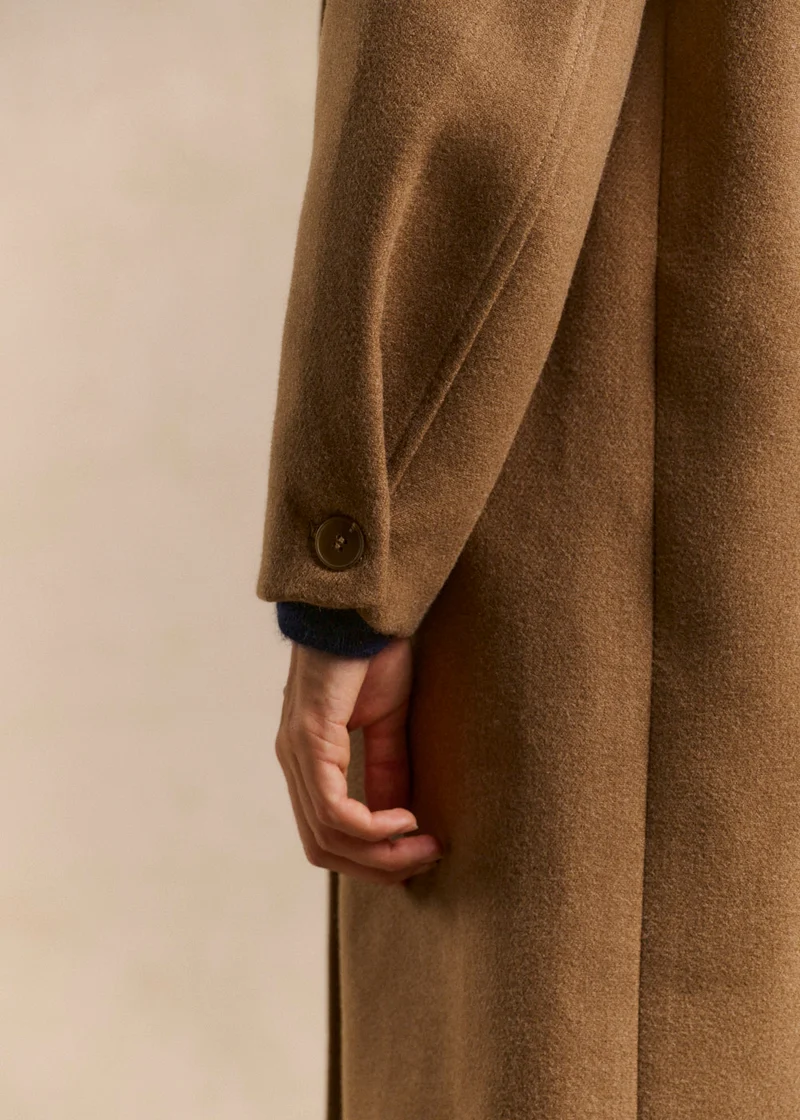 Manteau long ample col tailleur