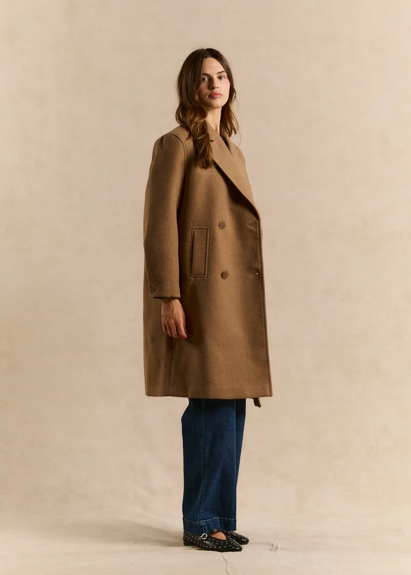 Manteau long ample col tailleur