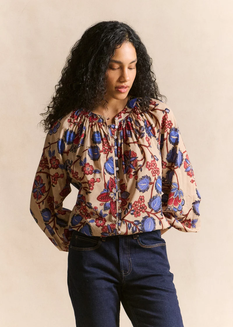 Chemise imprimée fleurs coupe ample