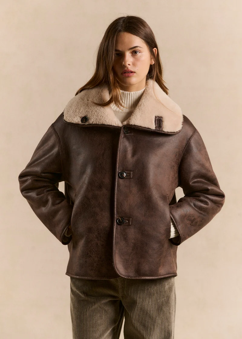 Manteau réversible effet fourrure