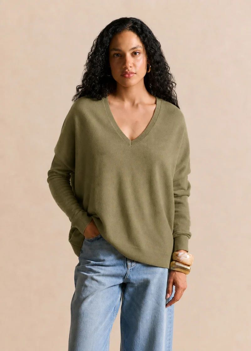 Pull cachemire col V ample