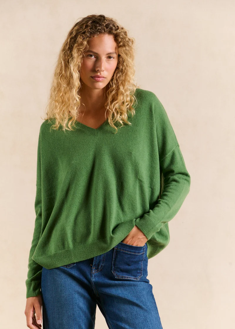 Pull cachemire col V ample