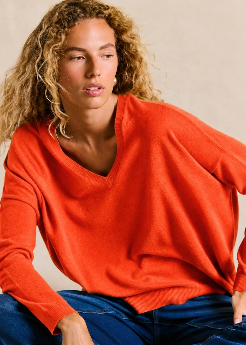 Pull cachemire col V ample