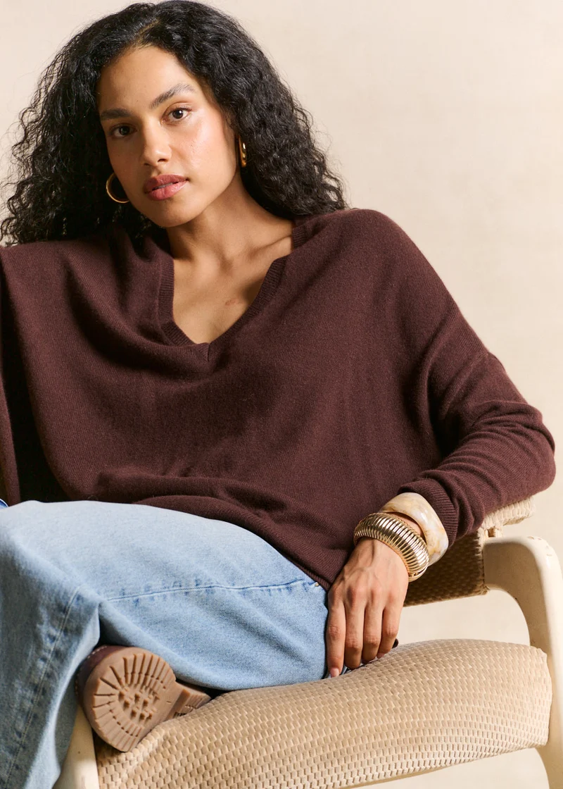 Pull cachemire col V ample