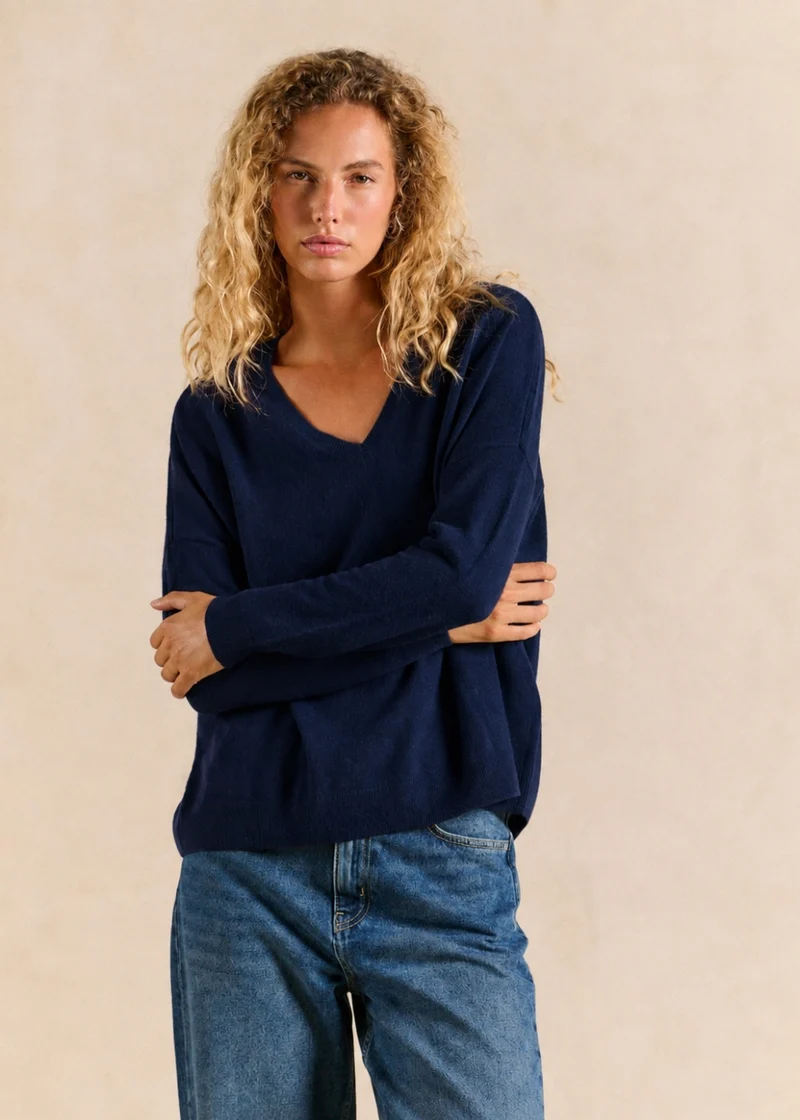 Pull cachemire col V ample