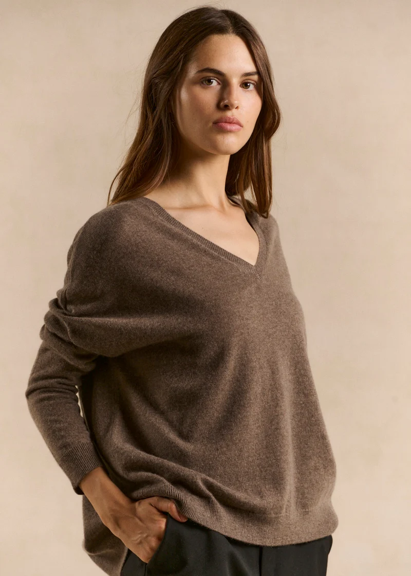 Pull cachemire col V ample