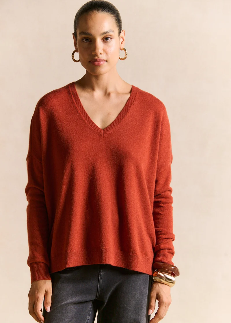 Pull cachemire col V ample