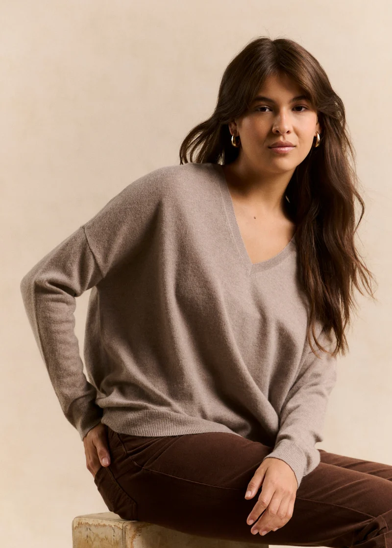 Pull cachemire col V ample