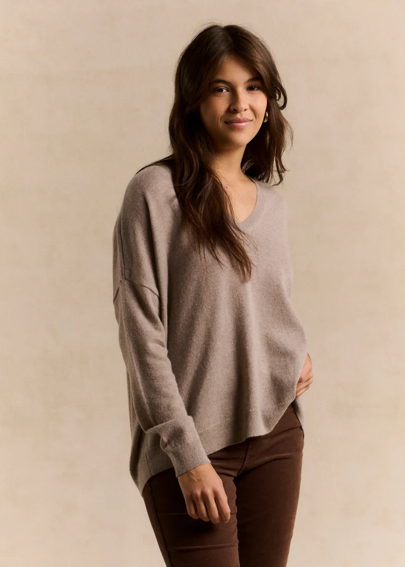 Pull cachemire col V ample