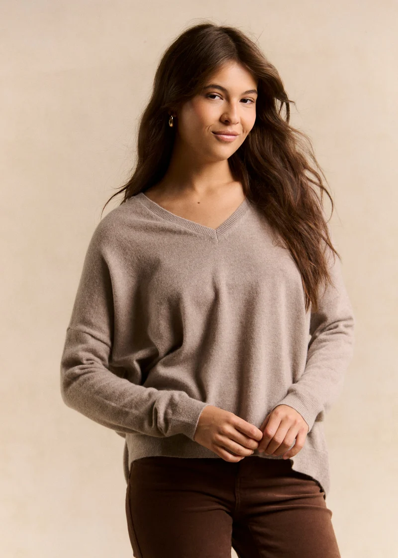 Pull cachemire col V ample