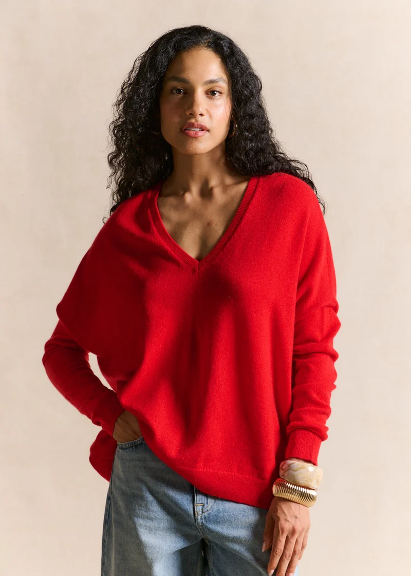 Pull cachemire col V ample