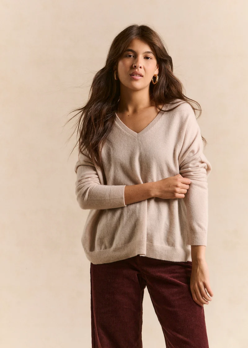 Pull cachemire col V ample