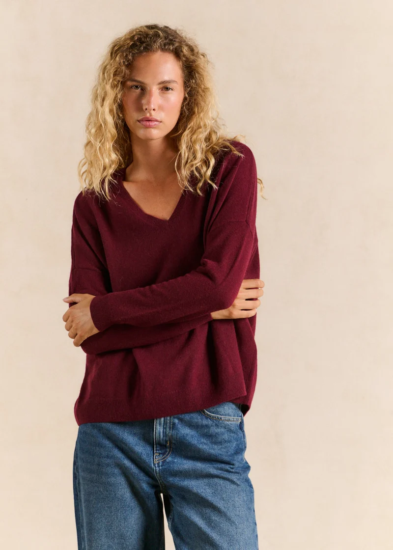 Pull cachemire col V ample