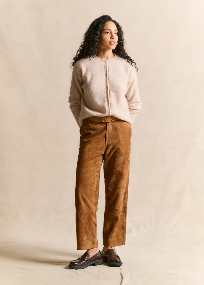 Pantalon droit en cuir